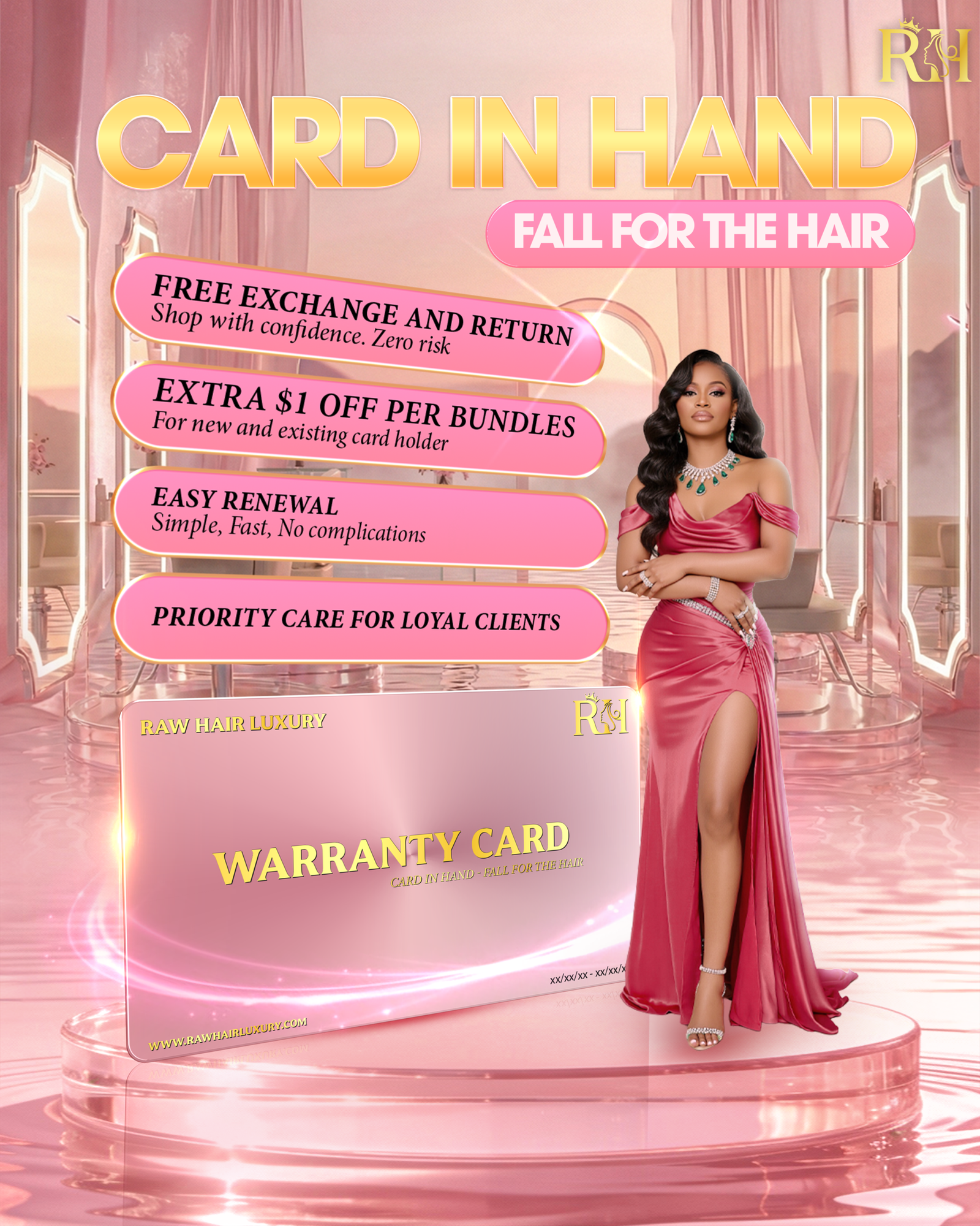 POP UP CARD IN HAND RAW HAIR LUXURY