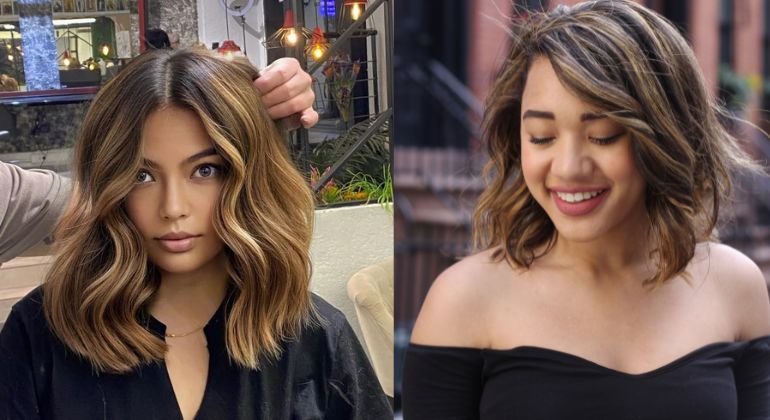 Blonde Highlights on Dark Short Hair