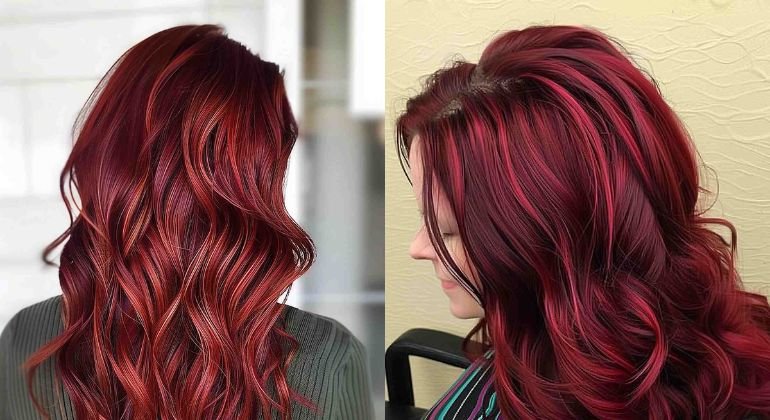 Red and Burgundy Highlights Bold Expression