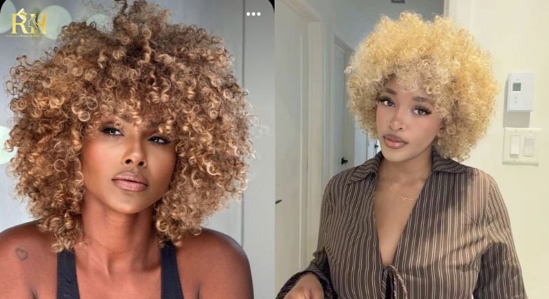 Honey Blonde Afro Curls
